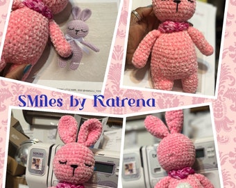 Pink Sleeping Little Bunny-Crocheted Heirloom- -Amigurumi bunny -  perfect gift or first toy . Ready to ship