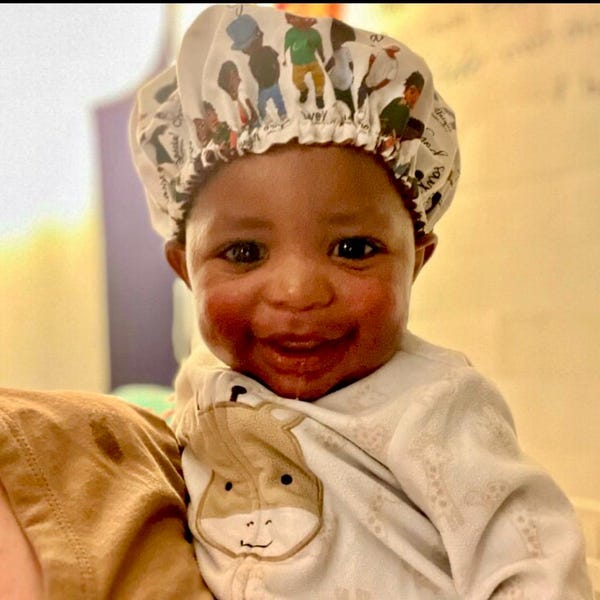 Soft Satin Boy’s  Bonnet/Night Cap  for Healthy Baby Hair - Protects Baby’s Curl Overnight With ADJUSTABLE band -Perfect baby shower GIFT