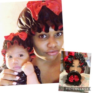 Satin Bonnets for Mommy & Baby Great gifts for a Mother’s/Daddy’s. Protect hair natural- curly hair hold in moisture / WITH adjustable band