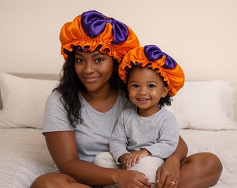 Satin Bonnets for Mommy & Baby Great gifts for a Mother’s/Daddy’s. Protect hair natural- curly hair hold in moisture / WITH adjustable band
