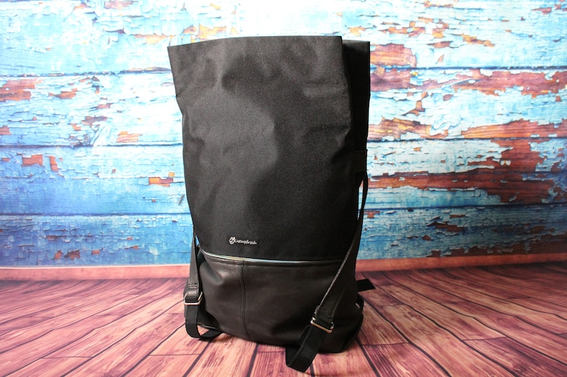 Messenger Backpack Backpack Real Leather Oxford fabric copper black