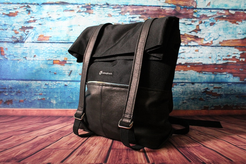 Messenger Backpack Backpack Real Leather Oxford fabric copper black