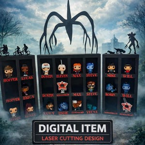Estantería de figuras de Stranger - diseño para corte láser digital - ARTÍCULO NO FÍSICO