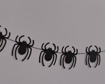 Halloween Decorations - Black spiders - Spooky Decor - Halloween Party Decor - Spider Banner