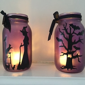Halloween Decorations Purple, Orange or Pink- Mason jar - Party Decor - Ready to Ship Halloween Decor