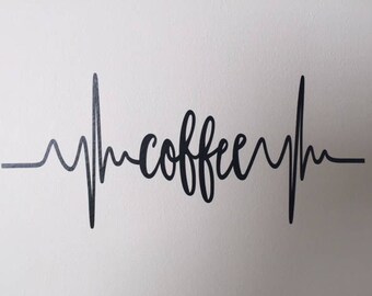 Coffee Heartbeat Vinyl Wall Decal – Kitchen Coffee Bar Decor