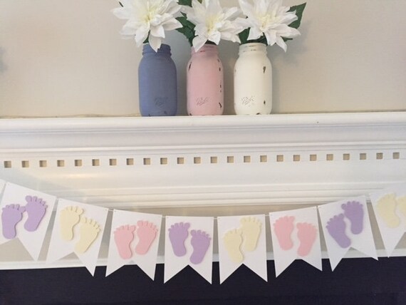 Pastel Baby Shower Decorations Tiny Baby Feet Banner Free Etsy
