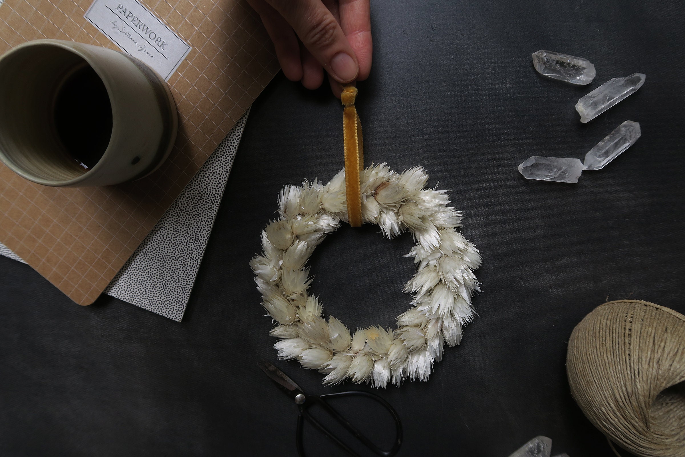 Couronne de Fleurs Séchées Décoration Murale Tendance Automne Hiver 2021 Maison Bohème Style Hygge A