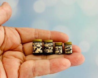 Miniature Apothecary Jars: Set of 12 Witchy Dollhouse Potion Bottles, Halloween Decor