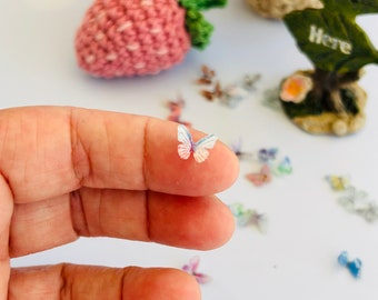 Tiny Micro Butterflies | 9x7 mm Mini Resin Butterflies for Fairy Gardens, Dollhouse Decor