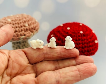 Hoppy Trio: Set of 3 Tiny Bunny Companions for Enchanting Gardens and DIY Delights!