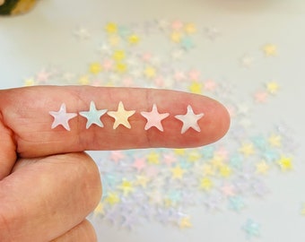 25 pcs tiny pastel color stars.  7mm micro flat back resin star.