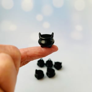 Miniature Haunted Cauldrons Set of 3 | Witchy Halloween Decor | Resin Tiny Cauldrons