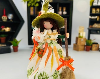 Enchanting Green Witch Doll - Handcrafted Whimsy