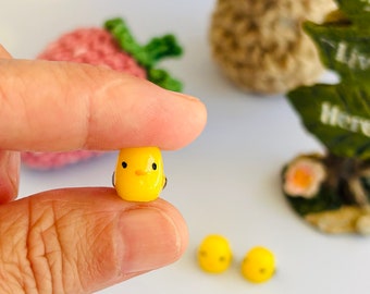 3 pcs yellow chicks. 11x11 mm micro resin chick.