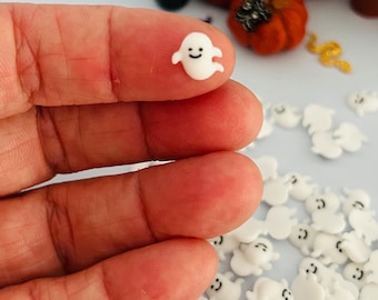 12 pcs glow in the dark micro tiny ghost.  Mini Kawaii cartoon resin ghost. Cabochon DIY flat back