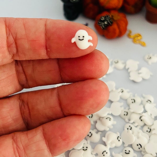 Adorable Glow-in-the-Dark Ghost Charms Set of 12 - Tiny Resin Charms for Halloween Crafts