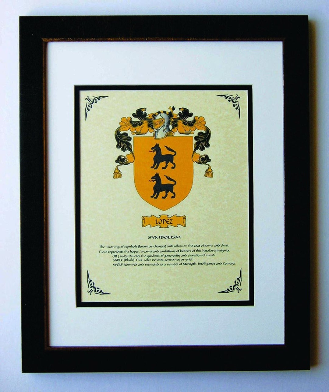 HERALDRY COAT of ARMS Lopez Family Crest Framed Etsy Österreich