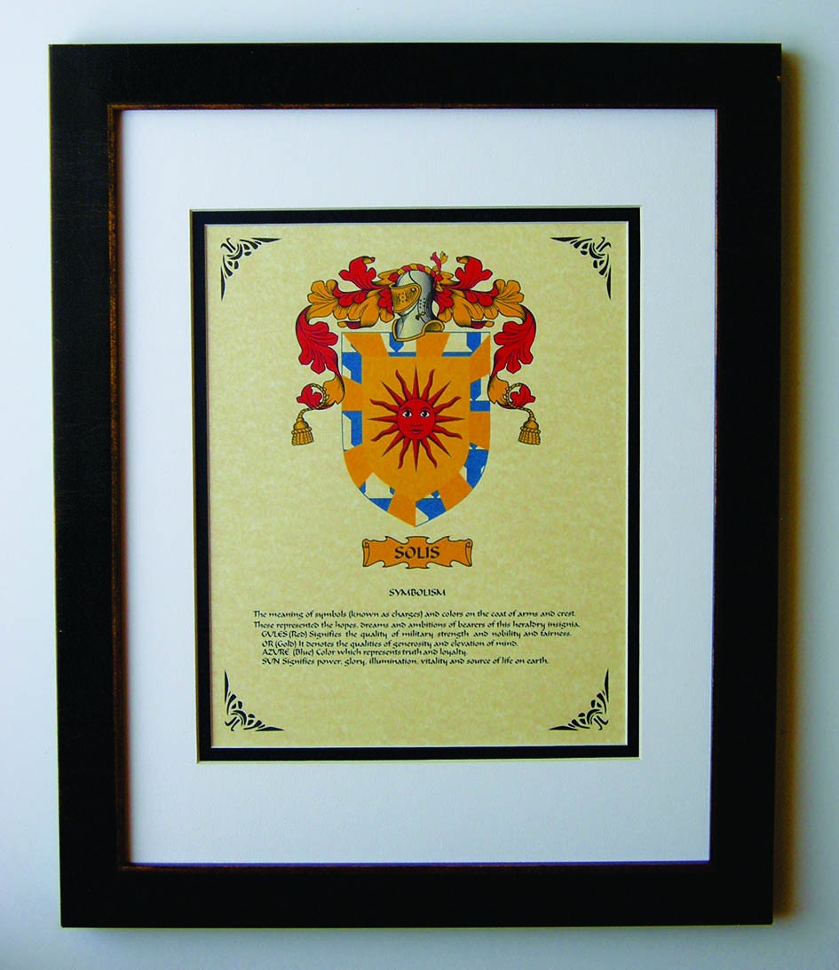 HERALDRY COAT of ARMS Solis Family Crest Framed - Etsy