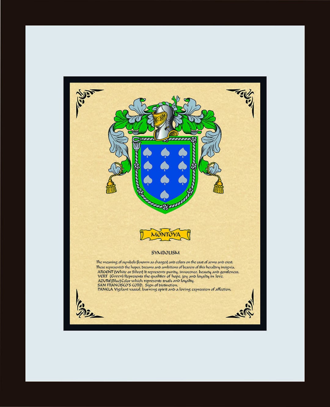 HERALDRY COAT of ARMS Montoya Family Crest Framed - Etsy Hong Kong
