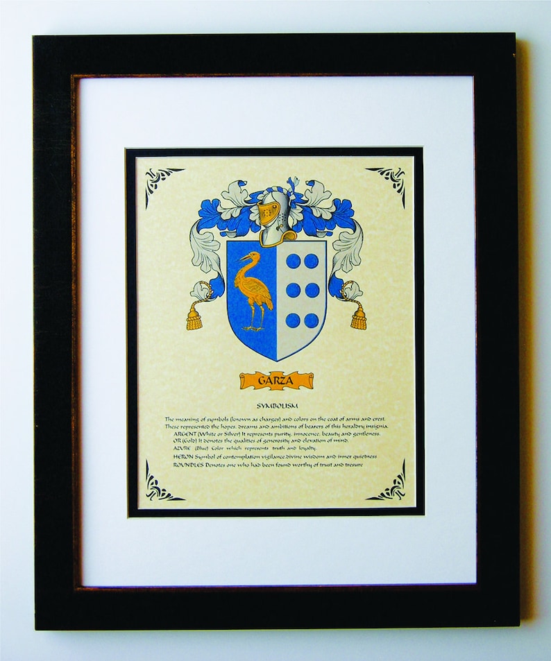HERALDRY COAT of ARMS Garza Family Crest Framed - Etsy Finland
