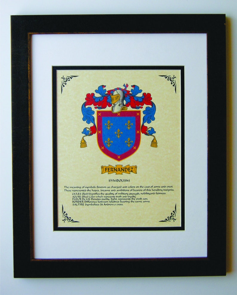HERALDRY COAT of ARMS Fernandez Family Crest Framed Etsy.de