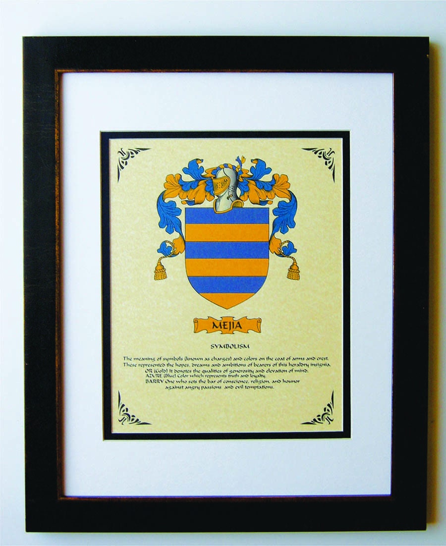 HERALDRY COAT of ARMS Mejia Family Crest Framed - Etsy