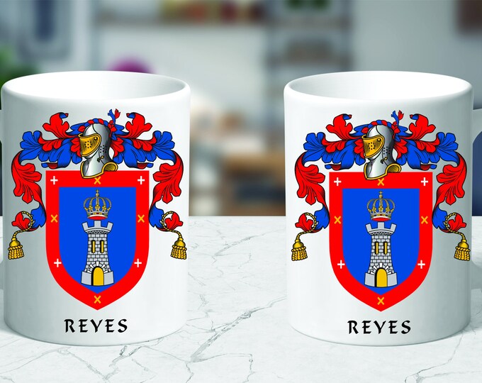 HERALDRY COAT of ARMS Reyes Family Crest Ceramic Mug 11oz - Etsy