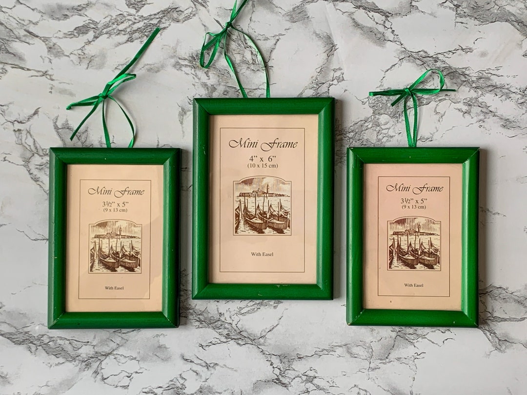 Set of 3 Green Picture Frames Wooden Art Frames in Kelly Etsy