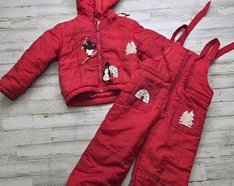 Vintage Little Beavers by Rapido Snowsuit Jacket & Snow Pants Size 3T Super Cute