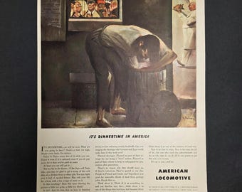 WWII American Locomotive Advertisement – “It’s Dinnertime in America” – Wartime