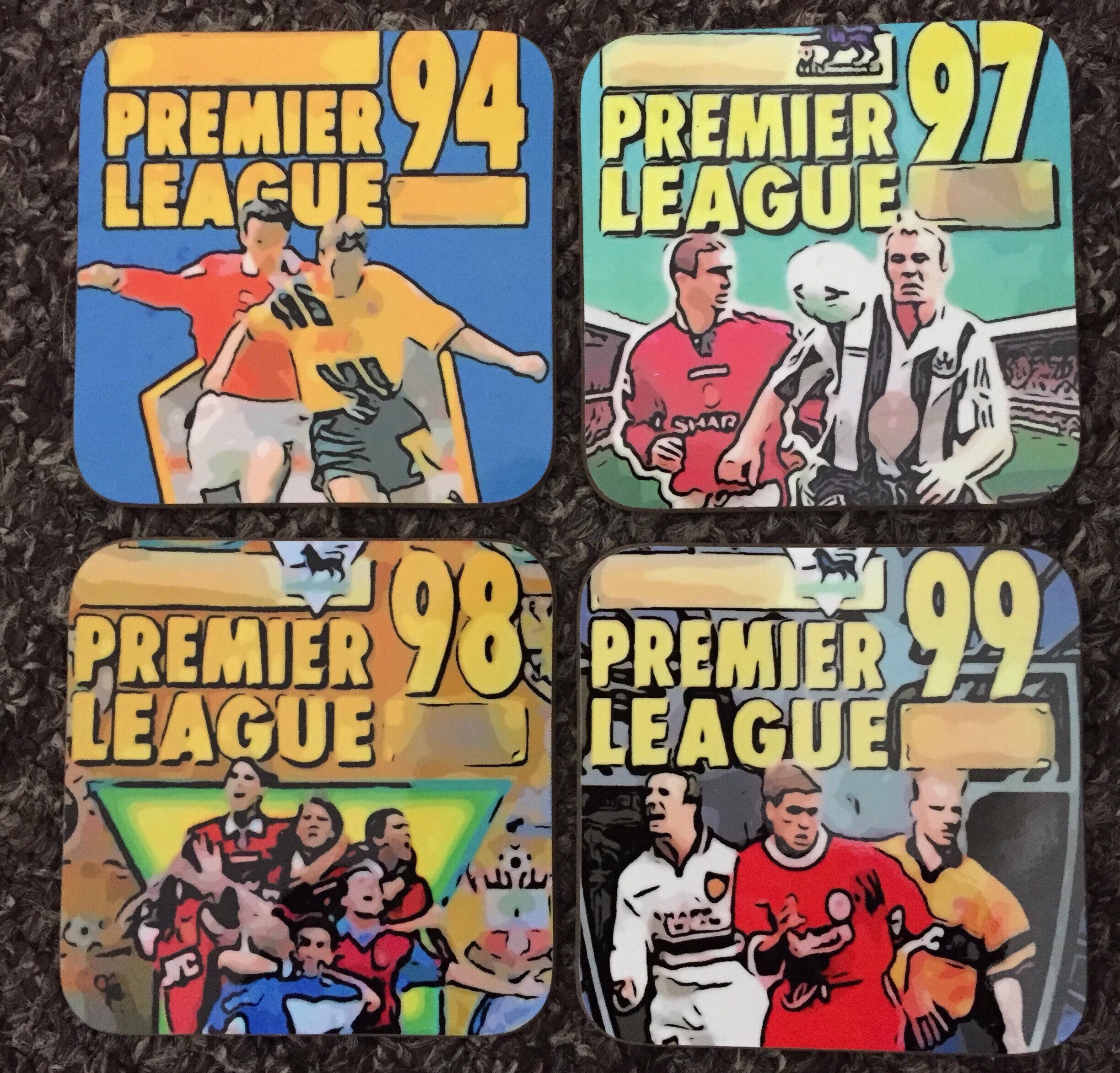 Coasters of classic Premier League sticker book covers Etsy