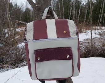 Sea leather and recycled fabrics/accessories backpack