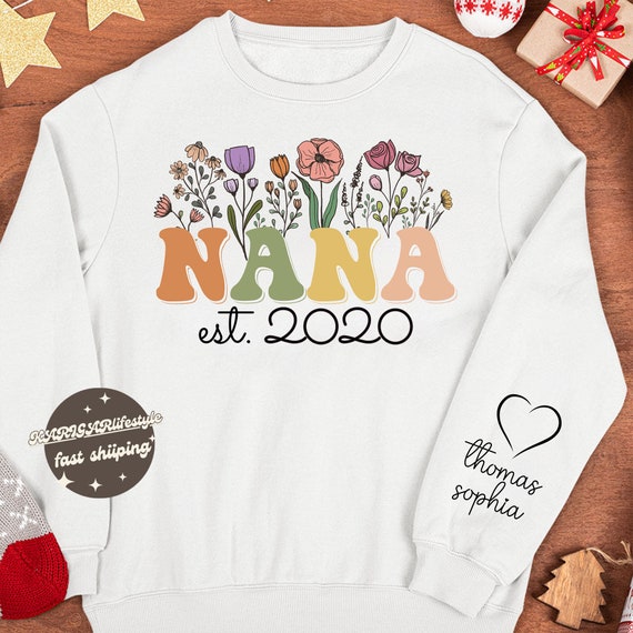 Personalized Grandma Est Flower Sweatshirt, Mothe… - image 1