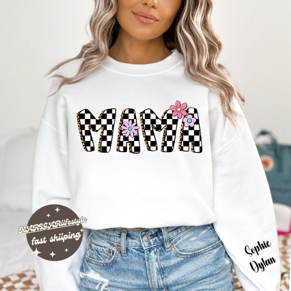 Custom Photo Mama Sweatshirt with   Names on Slee… - image 1