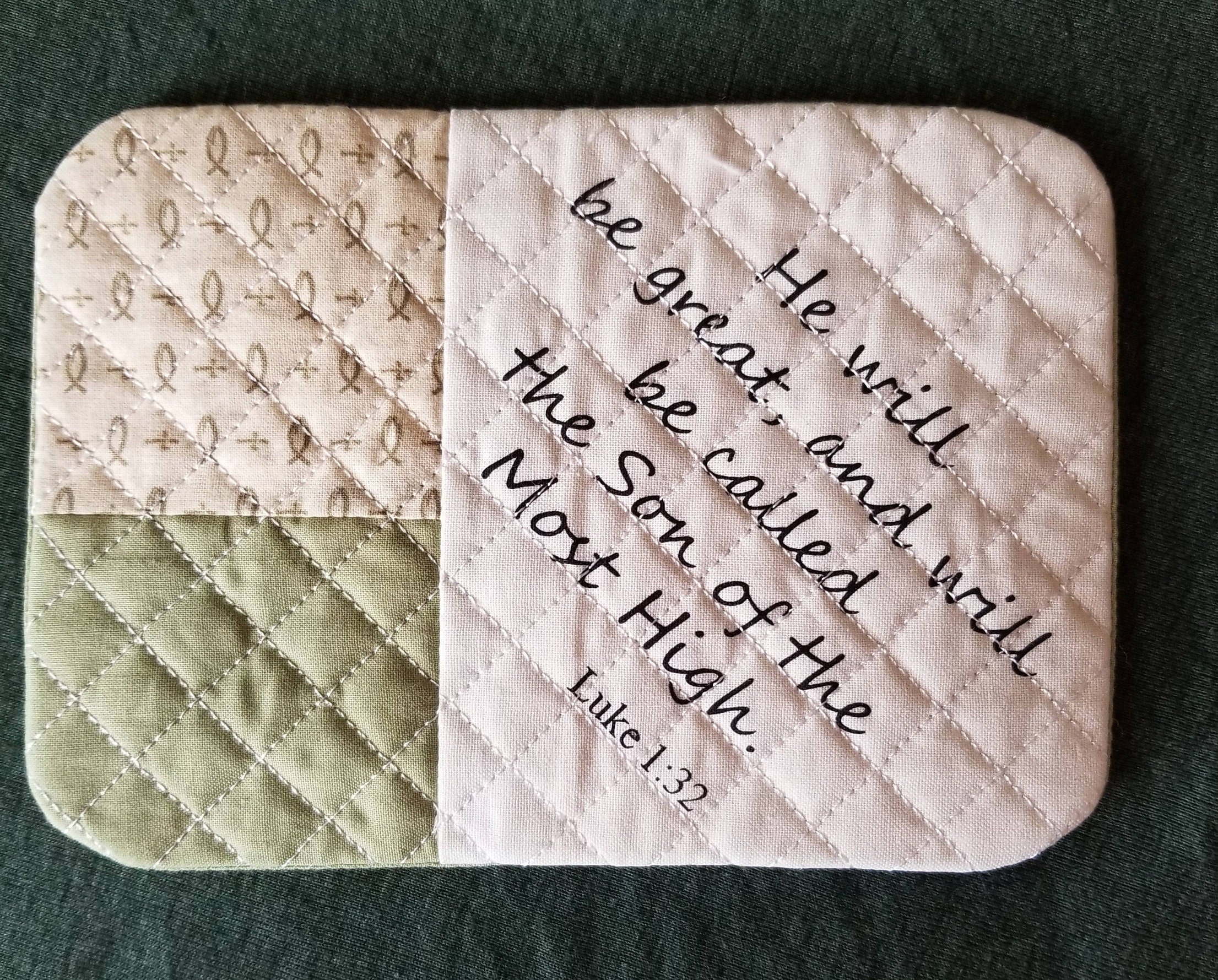Mug Rug with bible verse on it Home made Coaster Hostess gift Etsy.de