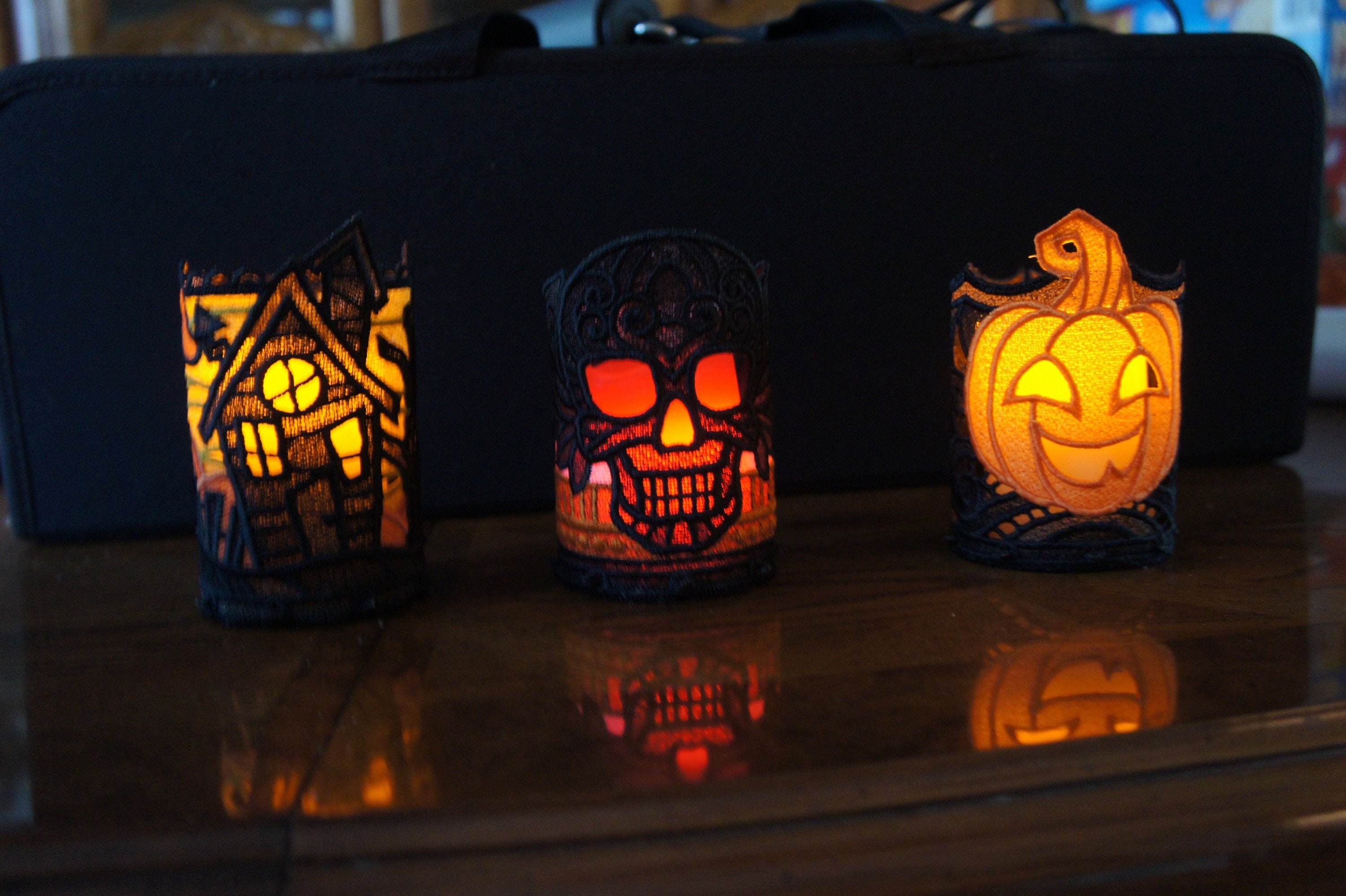 Halloween Tea Light Cover. Embroidered Free Standing Lace. Pumpkin ...