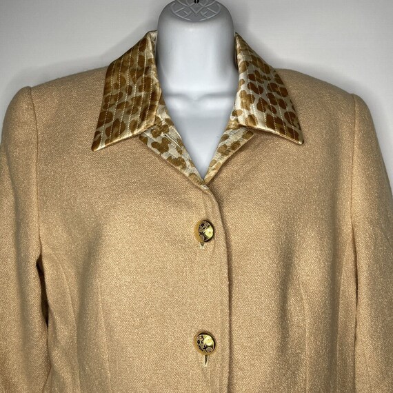Vintage 80s Escada Beige Wool Angora Leopard Silk… - image 2