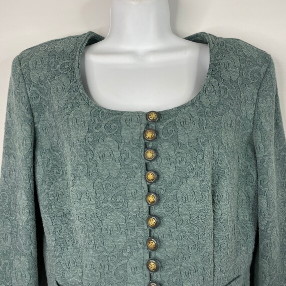 Vintage 80s La Belle Light Sage Green Floral Knit… - image 2