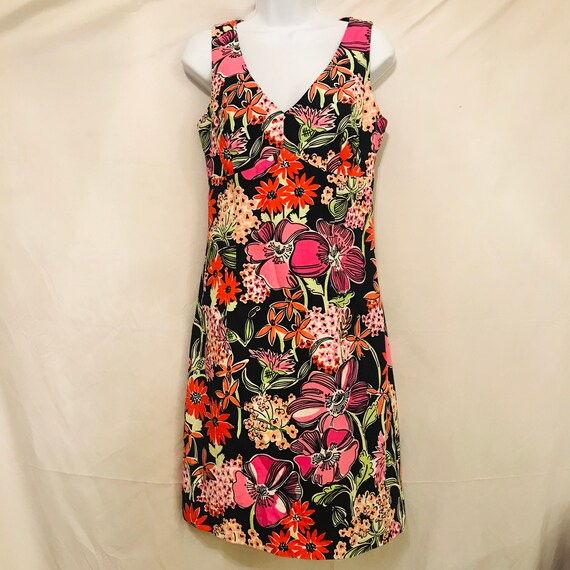 Vintage 80s Lilly Pulitzer Black Flower Market Flo