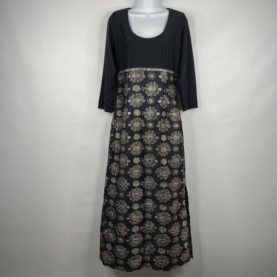 Vintage 70s Black Gold Iridescent Blue Lurex Empi… - image 1