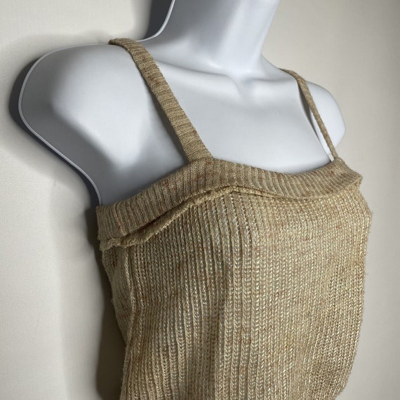 RARE Vintage 70s Dittos Speckled Beige Knit Camis… - image 4