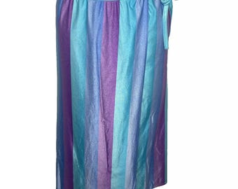 Vintage jaren 70/80 Jantzen pastel paars roze blauw gestreepte wikkelrok maat L