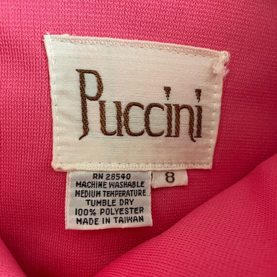 Vintage 70s Puccini Pink Polyester Spread Collar … - image 8