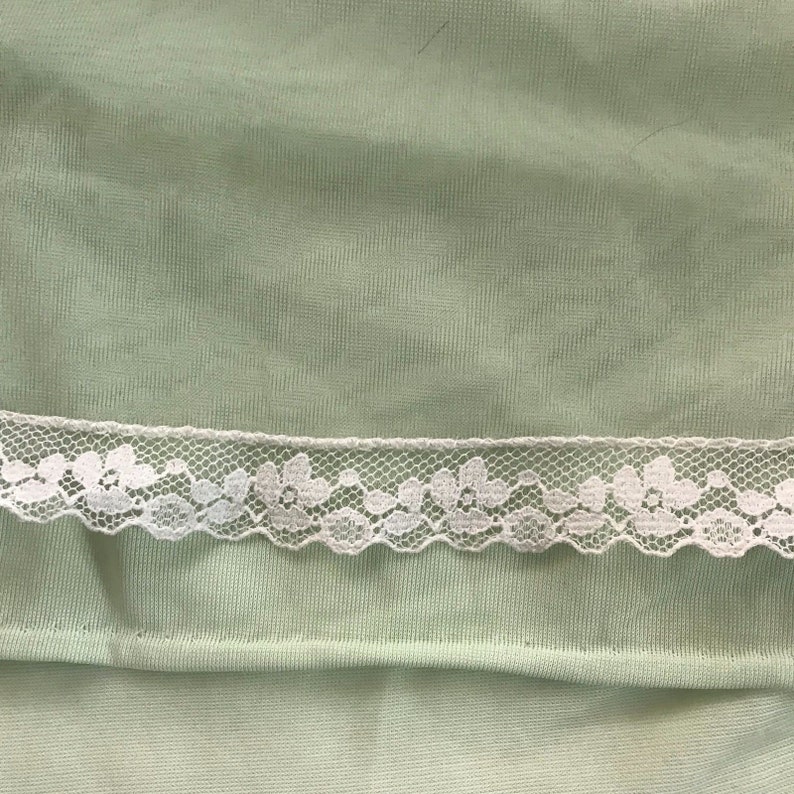 Vtg 60s Mary Barron Nightgown Negligee Sz S Nylon Chiffon Lace Mint Green USA