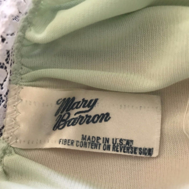 Vtg 60s Mary Barron Nightgown Negligee Sz S Nylon Chiffon Lace Mint Green USA