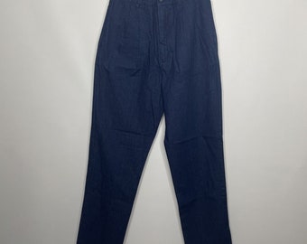 Vintage 80s Jean Saint Germain High Waist Pleat Blue Denim Mom Jeans Size 11/12