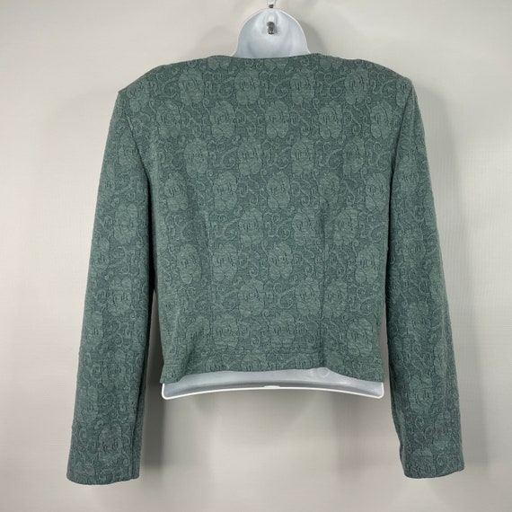 Vintage 80s La Belle Light Sage Green Floral Knit… - image 5