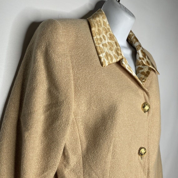 Vintage 80s Escada Beige Wool Angora Leopard Silk… - image 4