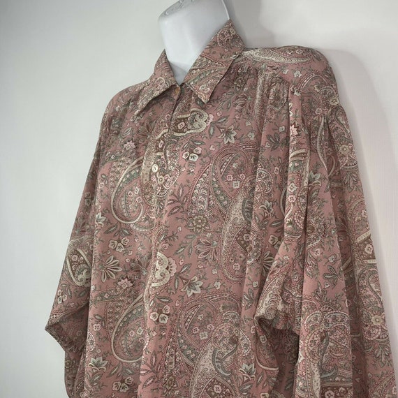 Vintage 80s Judy Bee Dusty Pink Green Paisley Bal… - image 7